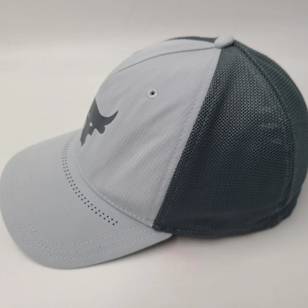 Under Armour Hat Snapback Trucker Mesh Gray Project‎ Rock Brahma Bull Logo Men